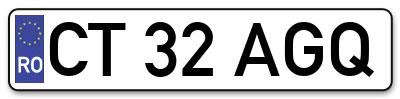 Placuta inmatriculare numar auto  CT-32-AGQ, CT 32 AGQ, CT32AGQ