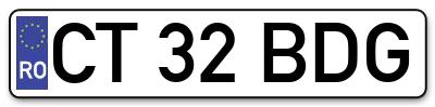 Placuta inmatriculare numar auto  CT-32-BDG, CT 32 BDG, CT32BDG