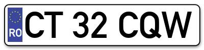 Placuta inmatriculare numar auto  CT-32-CQW, CT 32 CQW, CT32CQW