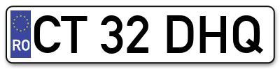 Placuta inmatriculare numar auto  CT-32-DHQ, CT 32 DHQ, CT32DHQ