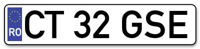 Placuta inmatriculare numar auto  CT-32-GSE, CT 32 GSE, CT32GSE