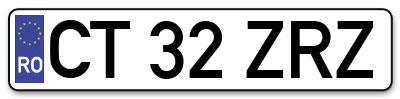 Placuta inmatriculare numar auto  CT-32-ZRZ, CT 32 ZRZ, CT32ZRZ