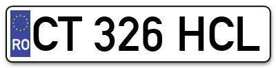 Placuta inmatriculare numar auto  CT-326-HCL, CT 326 HCL, CT326HCL
