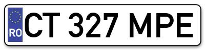 Placuta inmatriculare numar auto  CT-327-MPE, CT 327 MPE, CT327MPE