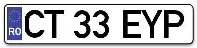 Placuta inmatriculare numar auto  CT-33-EYP, CT 33 EYP, CT33EYP