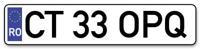 Placuta inmatriculare numar auto  CT-33-OPQ, CT 33 OPQ, CT33OPQ