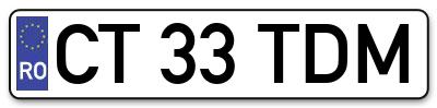 Placuta inmatriculare numar auto  CT-33-TDM, CT 33 TDM, CT33TDM