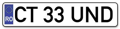 Placuta inmatriculare numar auto  CT-33-UND, CT 33 UND, CT33UND