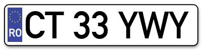 Placuta inmatriculare numar auto  CT-33-YWY, CT 33 YWY, CT33YWY
