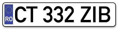 Placuta inmatriculare numar auto  CT-332-ZIB, CT 332 ZIB, CT332ZIB