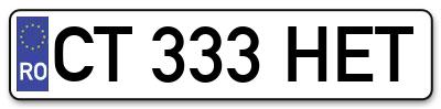 Placuta inmatriculare numar auto  CT-333-HET, CT 333 HET, CT333HET