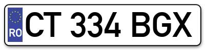 Placuta inmatriculare numar auto  CT-334-BGX, CT 334 BGX, CT334BGX