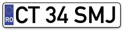Placuta inmatriculare numar auto  CT-34-SMJ, CT 34 SMJ, CT34SMJ