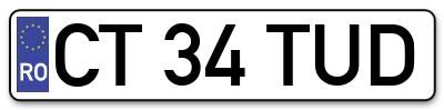 Placuta inmatriculare numar auto  CT-34-TUD, CT 34 TUD, CT34TUD