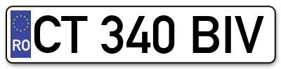 Placuta inmatriculare numar auto  CT-340-BIV, CT 340 BIV, CT340BIV