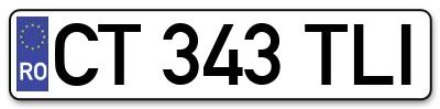Placuta inmatriculare numar auto  CT-343-TLI, CT 343 TLI, CT343TLI
