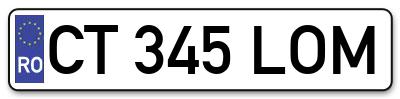 Placuta inmatriculare numar auto  CT-345-LOM, CT 345 LOM, CT345LOM