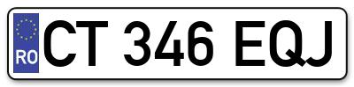 Placuta inmatriculare numar auto  CT-346-EQJ, CT 346 EQJ, CT346EQJ