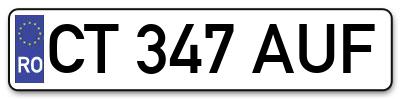 Placuta inmatriculare numar auto  CT-347-AUF, CT 347 AUF, CT347AUF