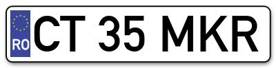 Placuta inmatriculare numar auto  CT-35-MKR, CT 35 MKR, CT35MKR