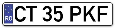 Placuta inmatriculare numar auto  CT-35-PKF, CT 35 PKF, CT35PKF