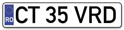 Placuta inmatriculare numar auto  CT-35-VRD, CT 35 VRD, CT35VRD