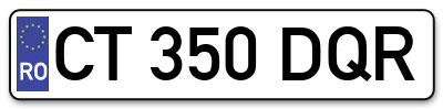 Placuta inmatriculare numar auto  CT-350-DQR, CT 350 DQR, CT350DQR