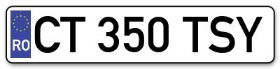 Placuta inmatriculare numar auto  CT-350-TSY, CT 350 TSY, CT350TSY