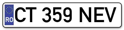 Placuta inmatriculare numar auto  CT-359-NEV, CT 359 NEV, CT359NEV