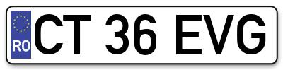Placuta inmatriculare numar auto  CT-36-EVG, CT 36 EVG, CT36EVG