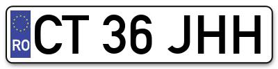 Placuta inmatriculare numar auto  CT-36-JHH, CT 36 JHH, CT36JHH
