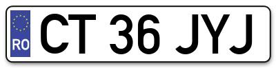Placuta inmatriculare numar auto  CT-36-JYJ, CT 36 JYJ, CT36JYJ