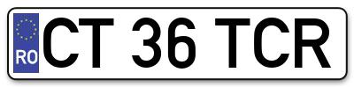 Placuta inmatriculare numar auto  CT-36-TCR, CT 36 TCR, CT36TCR