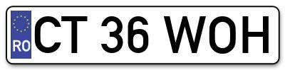 Placuta inmatriculare numar auto  CT-36-WOH, CT 36 WOH, CT36WOH