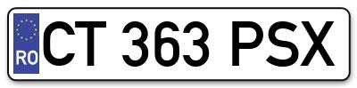 Placuta inmatriculare numar auto  CT-363-PSX, CT 363 PSX, CT363PSX