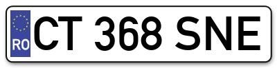 Placuta inmatriculare numar auto  CT-368-SNE, CT 368 SNE, CT368SNE