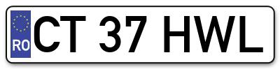 Placuta inmatriculare numar auto  CT-37-HWL, CT 37 HWL, CT37HWL