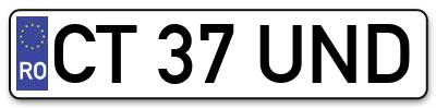 Placuta inmatriculare numar auto  CT-37-UND, CT 37 UND, CT37UND