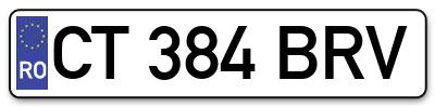 Placuta inmatriculare numar auto  CT-384-BRV, CT 384 BRV, CT384BRV