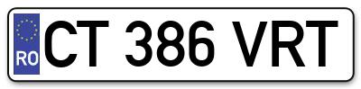 Placuta inmatriculare numar auto  CT-386-VRT, CT 386 VRT, CT386VRT
