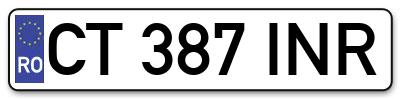 Placuta inmatriculare numar auto  CT-387-INR, CT 387 INR, CT387INR