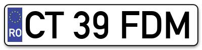 Placuta inmatriculare numar auto  CT-39-FDM, CT 39 FDM, CT39FDM