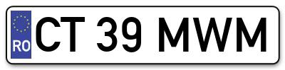 Placuta inmatriculare numar auto  CT-39-MWM, CT 39 MWM, CT39MWM