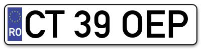 Placuta inmatriculare numar auto  CT-39-OEP, CT 39 OEP, CT39OEP