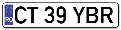 Placuta inmatriculare numar auto  CT-39-YBR, CT 39 YBR, CT39YBR