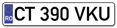 Placuta inmatriculare numar auto  CT-390-VKU, CT 390 VKU, CT390VKU