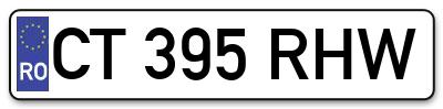 Placuta inmatriculare numar auto  CT-395-RHW, CT 395 RHW, CT395RHW