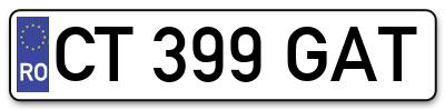 Placuta inmatriculare numar auto  CT-399-GAT, CT 399 GAT, CT399GAT