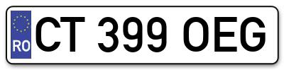 Placuta inmatriculare numar auto  CT-399-OEG, CT 399 OEG, CT399OEG