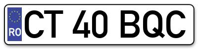 Placuta inmatriculare numar auto  CT-40-BQC, CT 40 BQC, CT40BQC